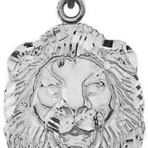 Animal Kingdom .925 Sterling Silver Sparkle-Cut Lion Head Statement Pendant Charm - Choice of Size (S, M, or L)