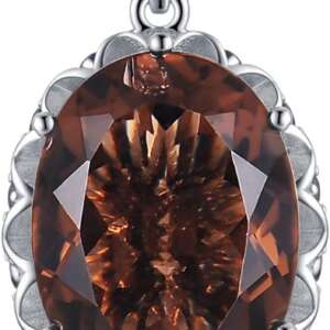 JewelryPalace Huge 8.5ct Oval Shape Natural Smoky Quartz Pendant Necklace for Women, 925 Sterling Silver Necklace for Her, Genuine Gemstone Jewelry sets 18 Inches Chain