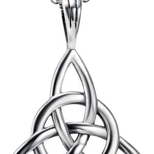 DAOCHONG 925 Sterling Silver Good Luck Irish Celtic Knot Triangle Vintage Pendant Necklaces, Rolo Chain 18 inches