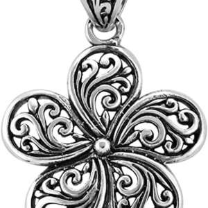 Shop LC 925 Sterling Silver Flower Pendant - Floral Filigree Pendant Necklaces For Women Costume Jewelry for Women Valentines Day Gifts for Women